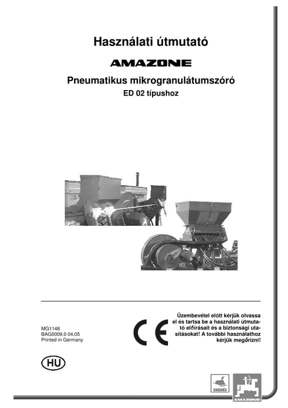 Kezelési útmutató Pneumatikus mikrogranulátumszóró