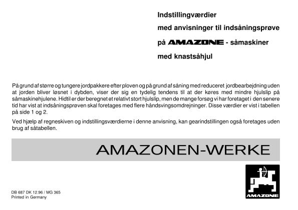 Anlage: Indstillingværdier AD2, RP-AD2, RPD, AD Spezial, D8 Super/Spezial