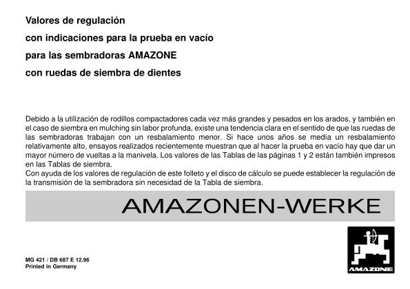 Valores de regulación AD2, RP-AD2, RPD, AD Spezial, D8 Super/Spezial