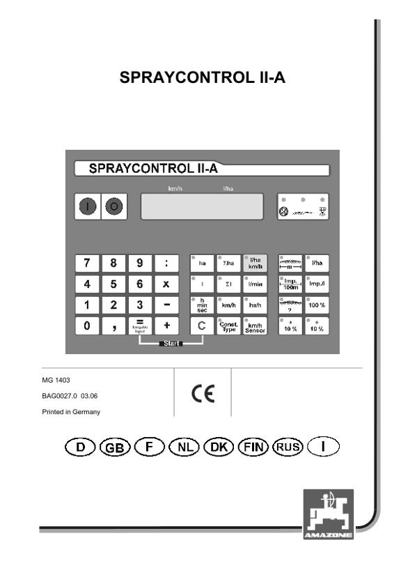 Operation manual Spray-Control II (D,GB,F,NL,RUS,FIN)