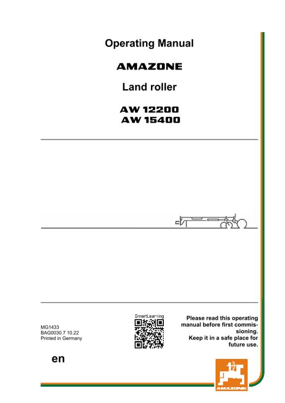 Operation manual Land roller AW
