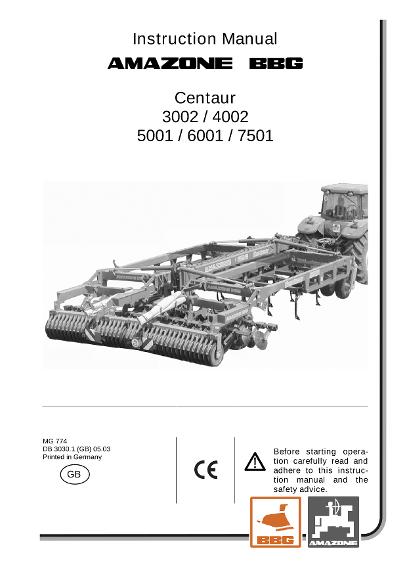 Operation manual + Sparepartlist Centaur 3000/4000