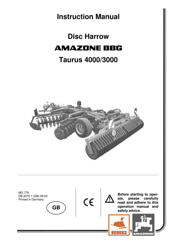 Operation manual + Sparepartlist Taurus 3000/4000