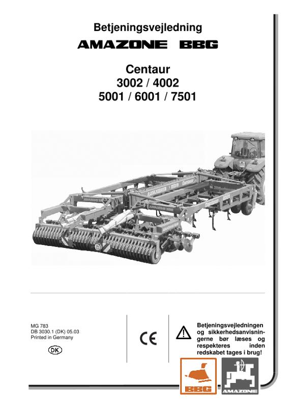 Brugsanvisning Centaur 3002-7501
