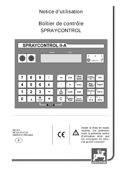 Notice d'utilisation Spray-Control IIa