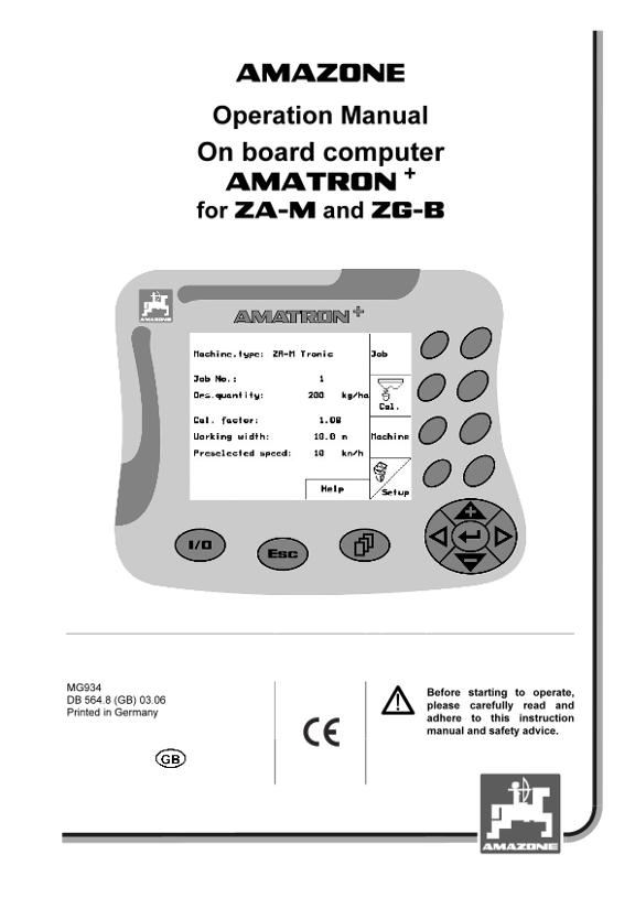 Operation manual Amatron + für ZG-B/ZA-M
