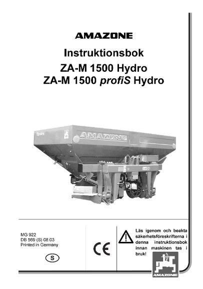 Instruktionsbok ZA-M 1500 hydro, profiS-hydro