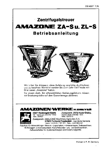 Betriebsanleitung Zentrifugalstreuer ZA-S und ZL-S (07/76)