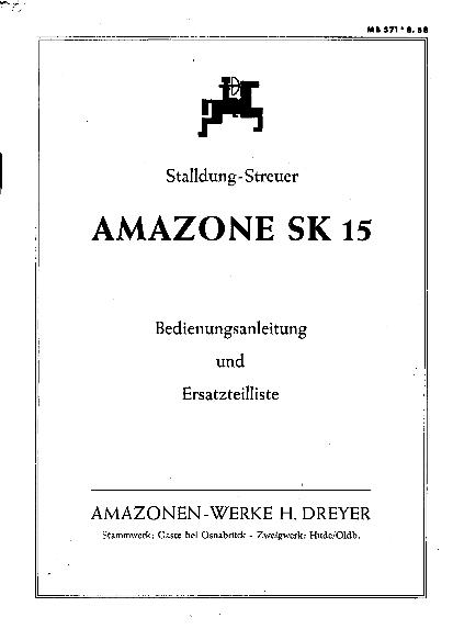Bedienungsanleitung / Ersatzteilliste SK 15 (08/58)