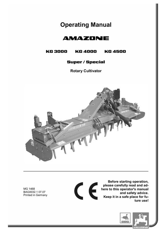 Operation manual KG 3/35/4000 SPECIAL / SUPER