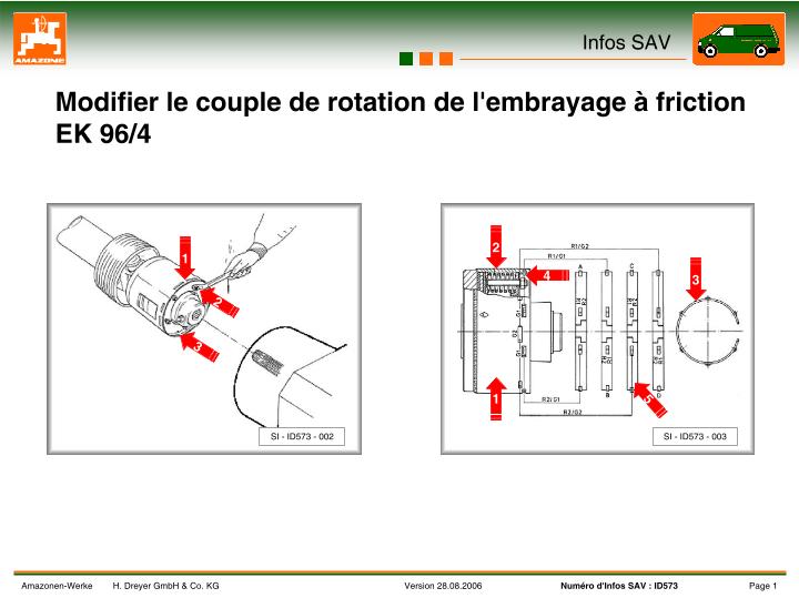 Ventilation correcte et réglage du limiteur de couple à friction
