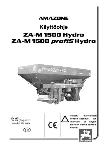 Käyttöohjekirja ZA-M 1500 hydro, profiS-hydro