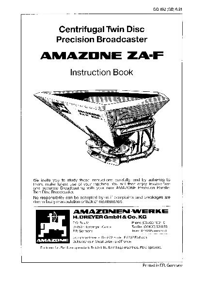 Operation manual ZA-F (06/91)