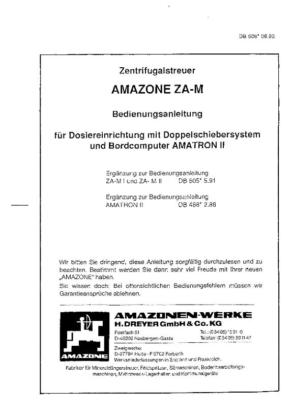 Bedienungsanleitung ZA-M für Dosiereinrichtung und AMATRON II