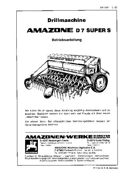 Betriebsanleitung D7 Super S (05/83)
