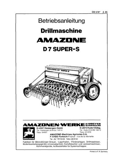 Betriebsanleitung D7 Super-S (02/85)