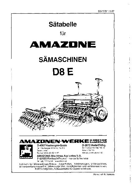 Sätabelle D8 E (11/87)
