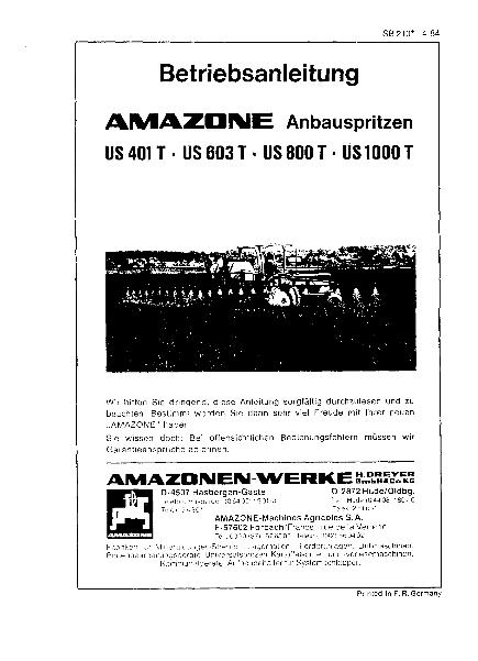 Betriebsanleitung US 401 T, US 603 T, US 1000 T (04/84)