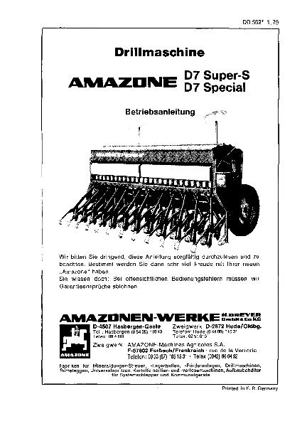 Betriebsanleitung D7 Super-S - D7 Special (01/79)