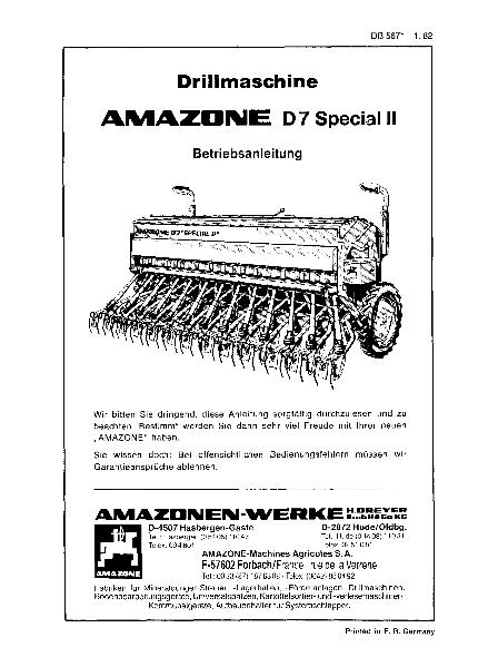 Betriebsanleitung D7Special II (01/82)