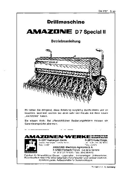 Betriebsanleitung D7 Special II (05/83)