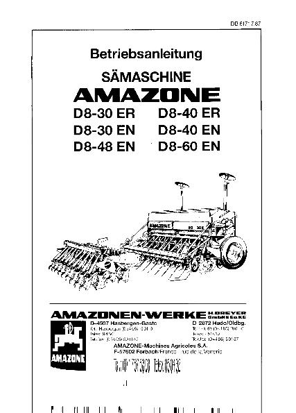 Betriebsanleitung D8-30 ER, D8-30 EN, D8-48 EN, D8-40 ER, D8-40 EN, D8-60 EN (07/87)