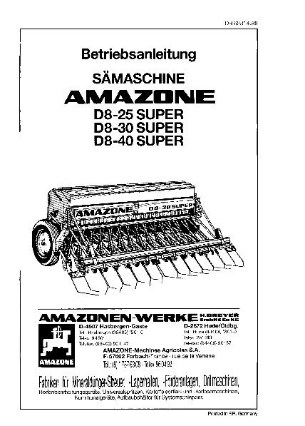 Betriebsanleitung D8-25 Super, D8-30 Super, D8-40 Super (04/88)
