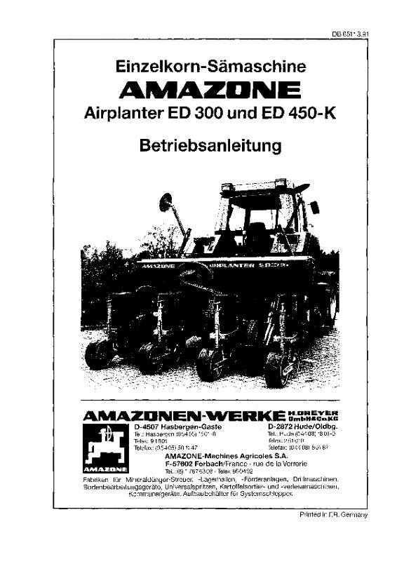 Betriebsanleitung Airplanter ED 300 und ED 450-K (03/91)