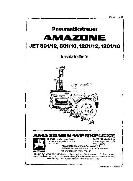 Ersatzteilliste JET 801/12, 801/10, 1201/12, 1201/10 (03/85)