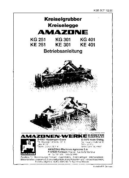 Betriebsanleitung KG 251, KG 301, KG 401, KE 251, KE 301, KE 401 (12/90)
