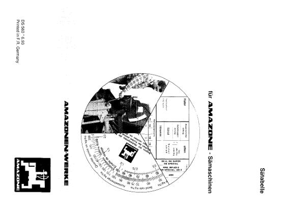 Sätabelle  D8 AD8 AD-2 RPD RP-AD-2 (06/93)
