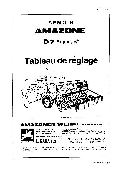 Tableau de régelage D7 Super "S" (02/81)