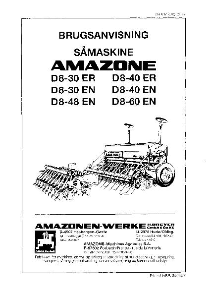 Brugsanvisning D8-30 ER, D8-30 EN, D8-48 EN, D8-40 ER, D8-40 EN, D8-60 EN