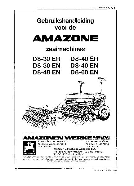 Bedieningshandleiding D8-30 ER, D8-30 EN, D8-48 EN, D8-40 ER, D8-40 EN, D8-60 EN (10/87)
