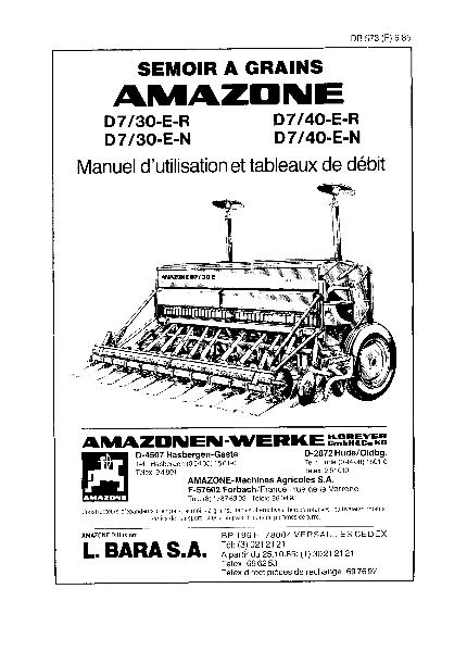 Semoir a grains D7/30-E-R D7/30-E-N D7/40-E-R D7D/40-E-N