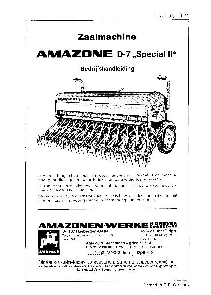 Bedieningshandleiding D7 "Special II" (11/82)