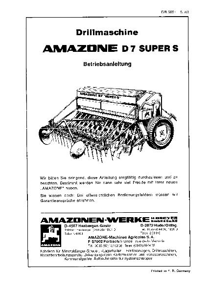 Betriebsanleitung D7 Super S (05/83)