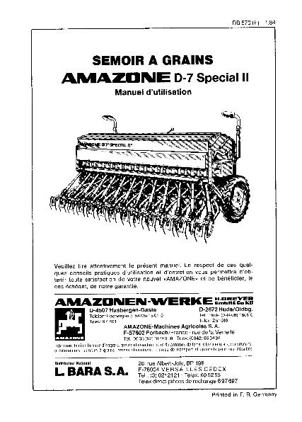 Notice d'utilisation D7 Special II (01/84)