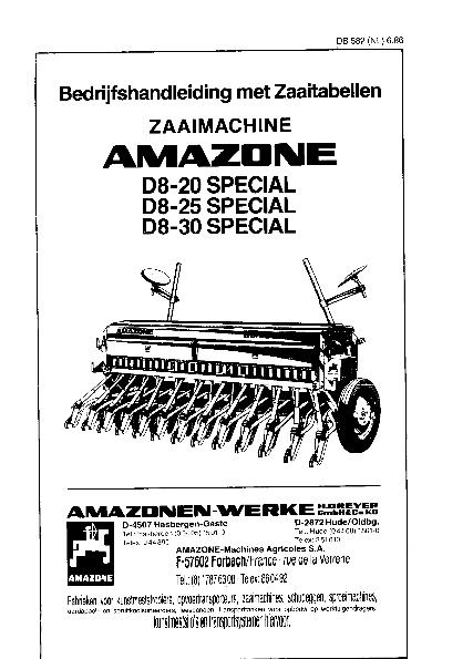 Bedieningshandleiding D8-20 Special D8-25 Special D8-30 Special (06/86)