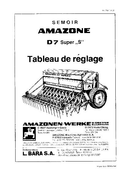 Tableau de régelage D7 Super "S" (11/83)