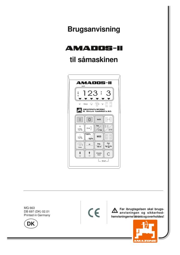 Brugsanvisning Amados II f. Sämaschinen