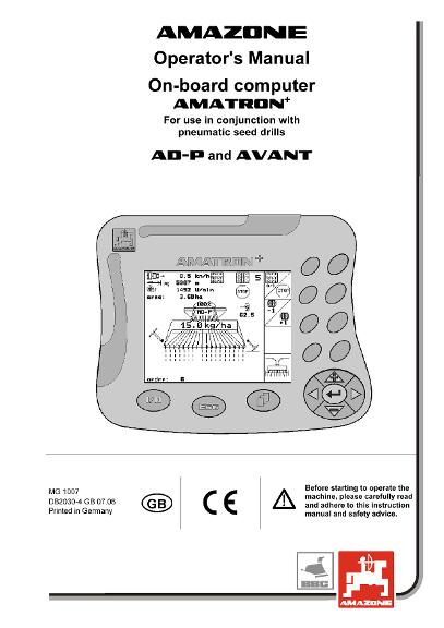 Operation manual Amatron + f AD-P/Avant