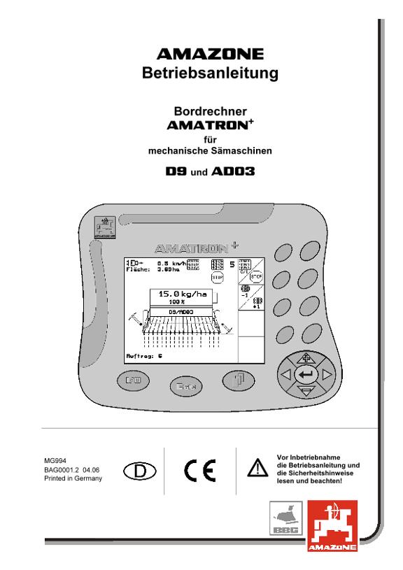 Betriebsanleitung Amatron + für D9/AD 3