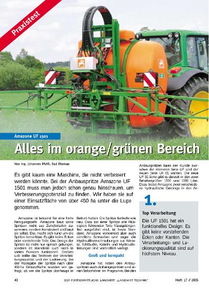 Test: UF1501 Der fortschrittliche Landwirt Ausgabe 17/2005
