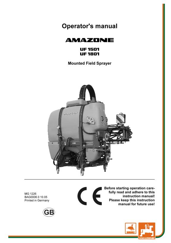 Operation manual UF 1501/1801