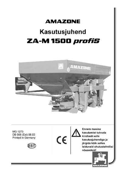 Kasutusjuhend ZA-M 1500 Profis