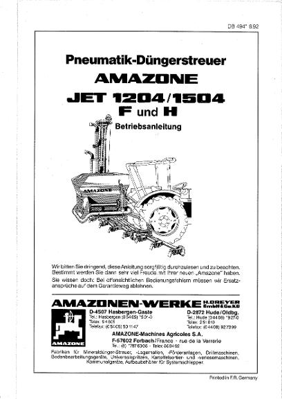 Betriebsanleitung JET 1204, 1504 F und H (08/92)