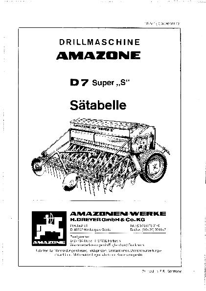 Sätabelle D7 SUPER-S (12/98)