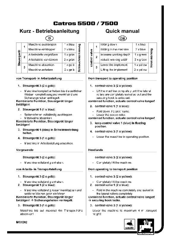 Betriebsanleitung / Operation manual Catros 5500 / 7500 Kurzversion / Short version (D/GB)