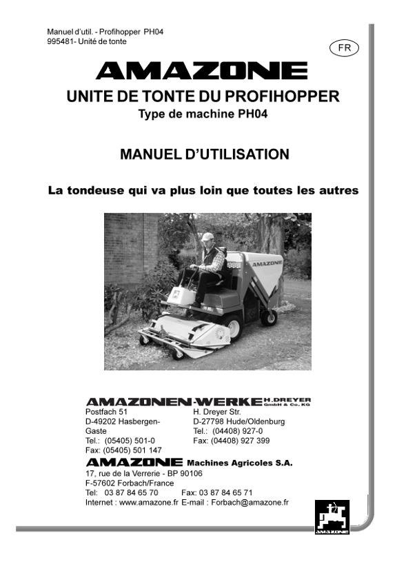 Notice d'utilisation PH04 Unite de tonte